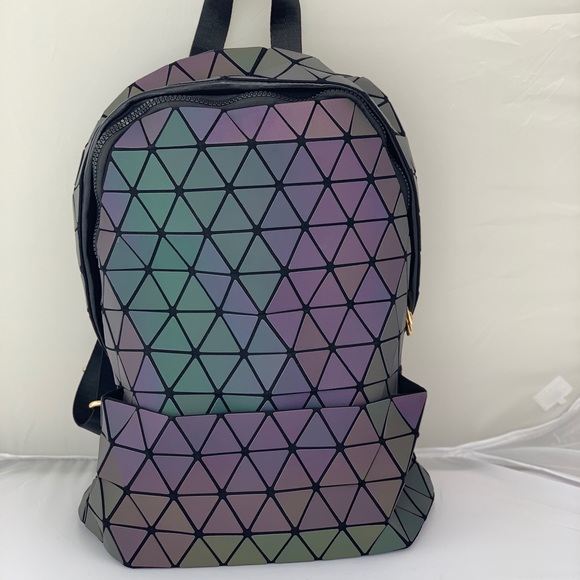 Handbags - Large Luminous Holographic Geometric Backpack